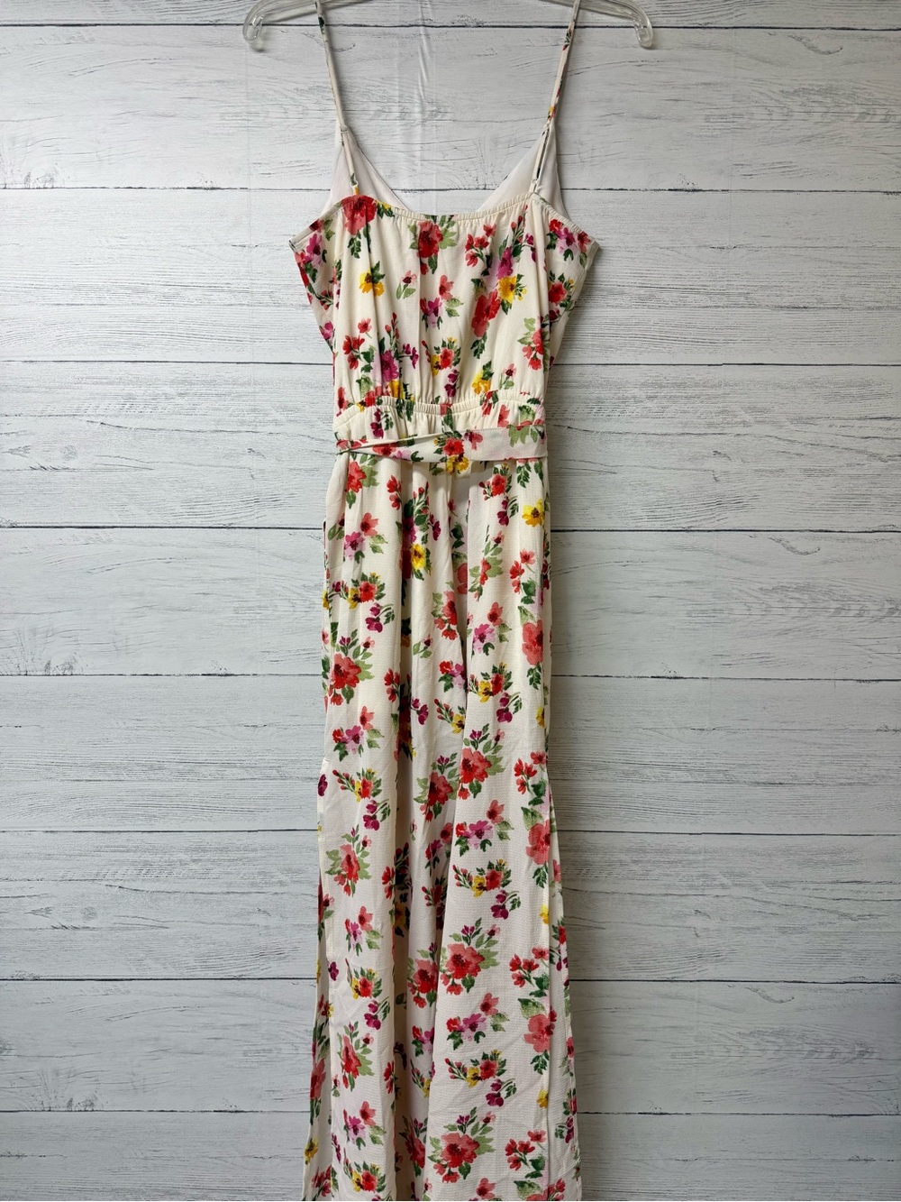 White Floral Wide-Leg Jumpsuit by One Clothing Los Angeles - Picture 9 of 10